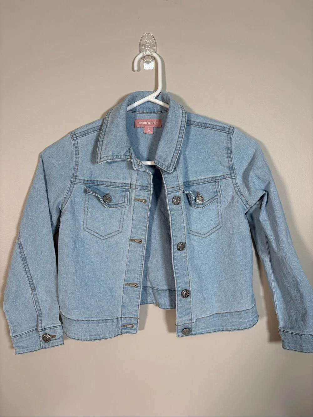 BCBGirls Light Wash Denim Jacket in Pale Blue